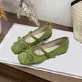 thumbnail image 6 of Bxsruta Women's Flock Mary Jane Flats with Bow and Adjustable Buckle Strap Casual Slip on Shoes, 6 of 7