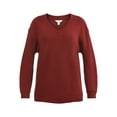 thumbnail image 5 of Time and Tru Women's V-Neck Sweatshirt with Long Sleeves, XS-XXXL, 5 of 5