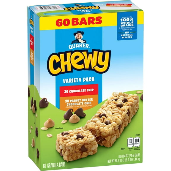 Quaker Chewy Granola Bar, Variety Pack, 60 ct.
