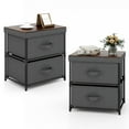 thumbnail image 1 of Gymax 2 Pcs Commode à 2 Tiroirs Organisateur de Rangement en Tissu Table de Chevet Table de Canapé, 1 of 10