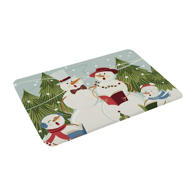 Alfombra navideña de Papá Noel y alce, antideslizante, de franela, absorbente, para entrada. E