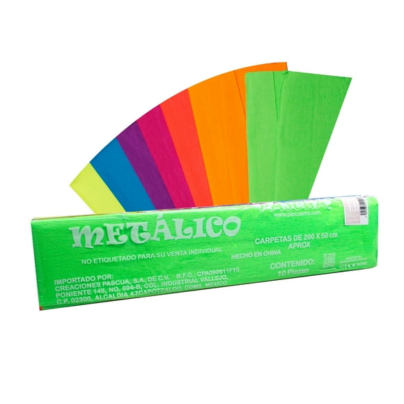 Papel Crepe PASCUA 200x50cm Para Manualidad Color Neon 10 pliegos