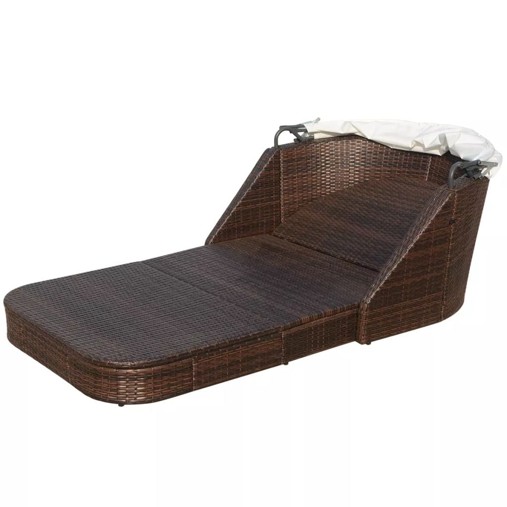 Kepooman Outdoor Patio Rattan Lounge Chair with Soft cushion & Foldable Canopy, Brown Kepooman Outdoor Patio Rattan Lounge Chair with Soft cushion & Foldable Canopy, Brown