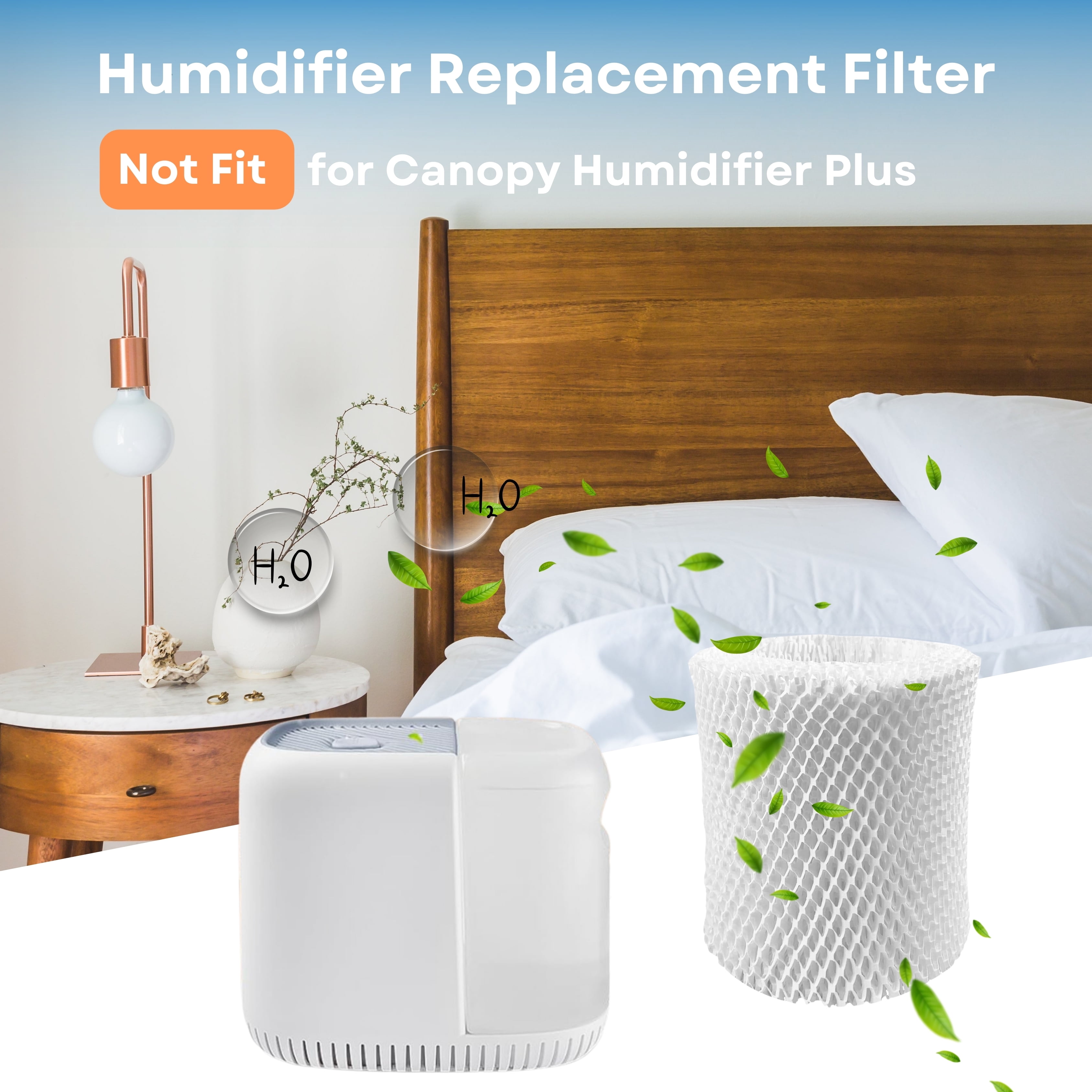 Nispira Bedside Wick Humidifier Filter Replacement for Canopy Bedside Humidifier, Long-Last Wood Pulp, 6 Packs