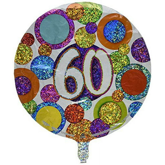 Pioneer Balloon Company 60 Big Dots & Glitz Flat Foil Balloon, 18", Multicolor