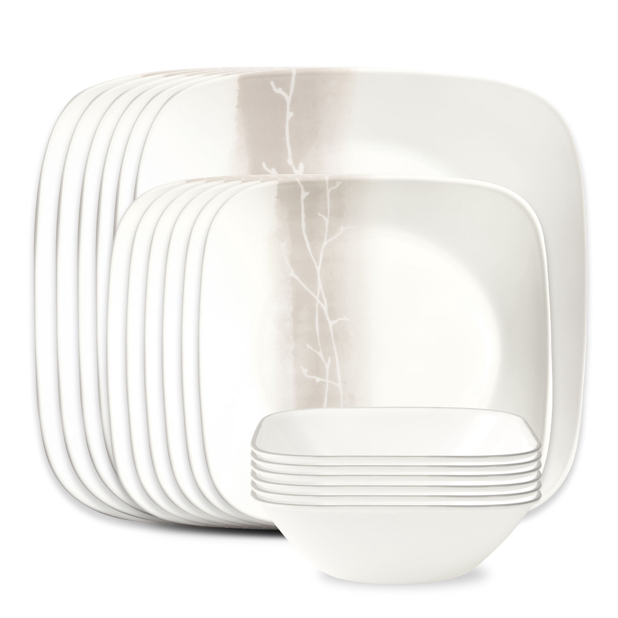 Corelle Wandering Grove 18-Piece Square Glass Dinnerware Set (Service for 6)