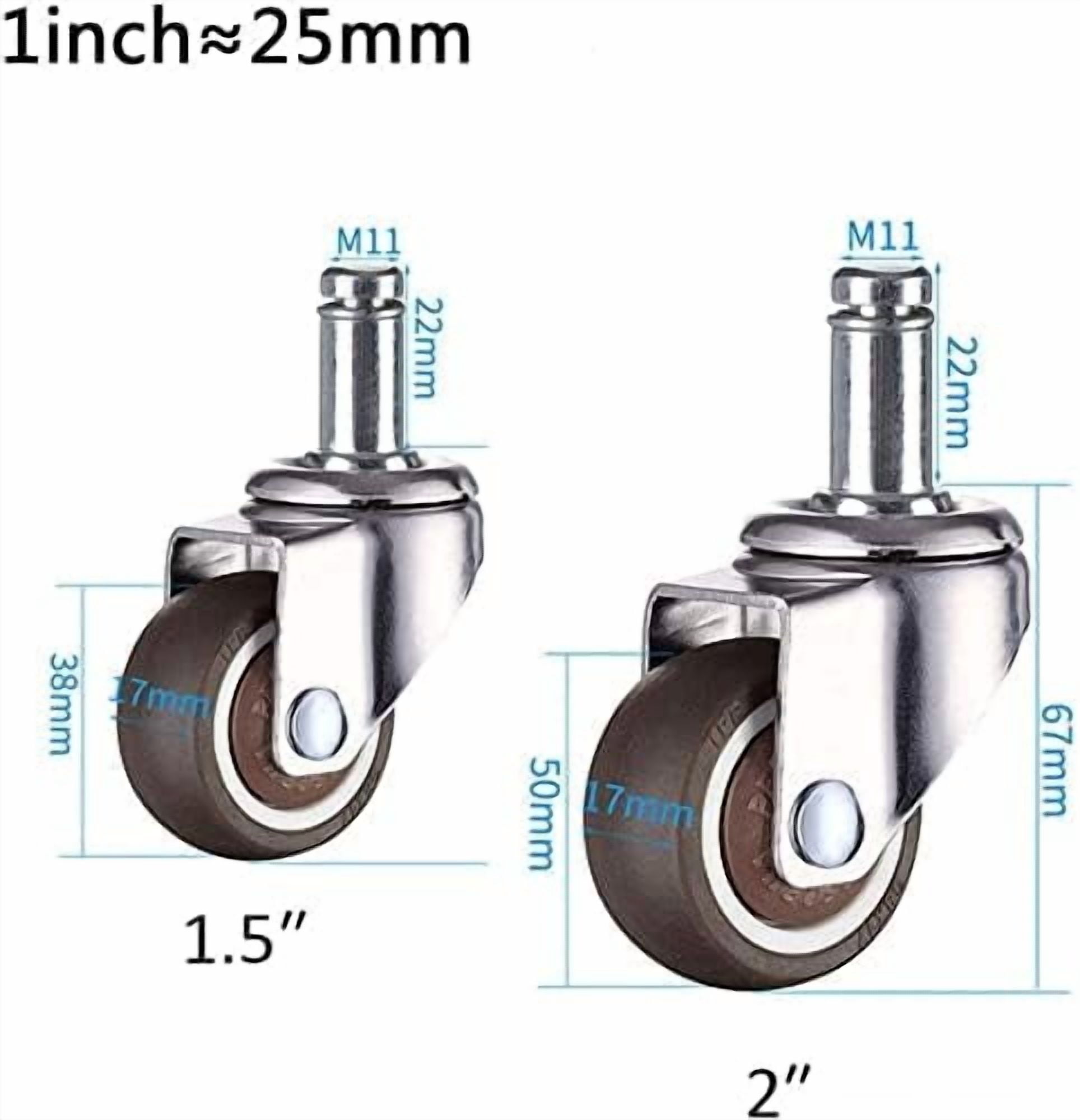 Gamvdout Replacement Chair Caster Wheels 2'' Swivel Caster with Plug-in Stem Quiet Smooth Rolling Casters for Hardwood Carpet Tile Floors Set of 5 I