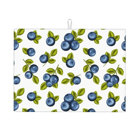 

Dish Drying Mat Blueberry leaf design Highly Absorbent Microfiber Drying Mat Kitchen Counter or Sink Drawer Liner 18x24 Kitchen Drying Mat Coffee Mat Kitchen Essentials