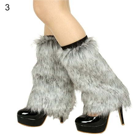 

YeccYuly Womens Fur Leg Warmer Winter Furry Long Boot Cuffs Fuzzy Shoes Cover Party Costume Holiday Festival Performance Play