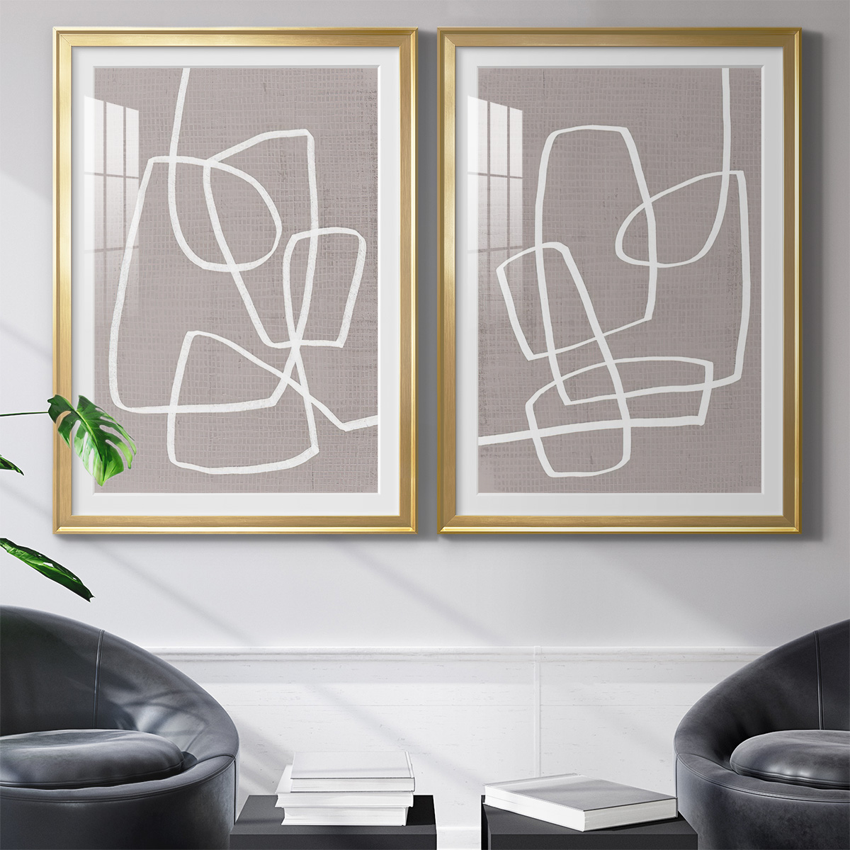 Wexford Home Linen Roundabout I Premium Framed Print, 22.5" x 30.5" - Ready to Hang, Gold (Set of 2)