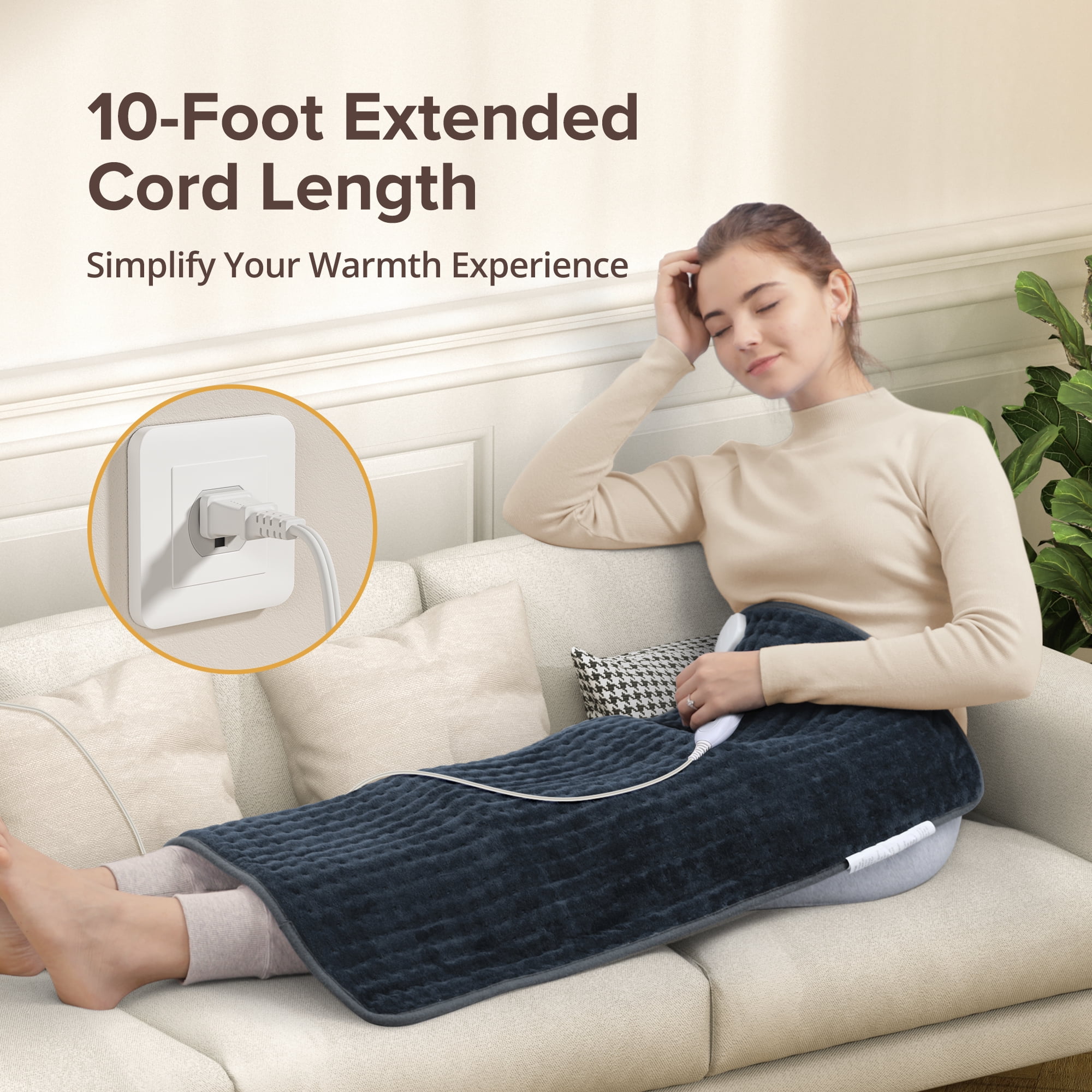 Heating Pad for Back Relief, Sable 33" X 17" XXX-Large Heating Pads for Cramps,Electric Heating Pad Xl with 6 Fast Heating Settings,Moist Dry Heat Options,Auto-Off,Machine Washable