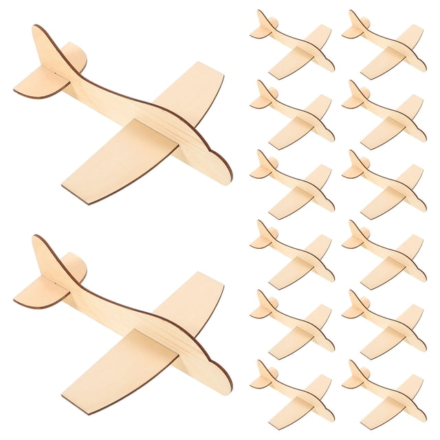 24 piezas avión de madera en blanco inacabado pequeño avión de graffiti avión de madera pintable