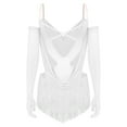 thumbnail image 4 of Aiihoo Womens Glittery Rhinestones Tassels Leotard Dance Shiny Rhinestones Latin Ballet Dancewear Ivory S, 4 of 7