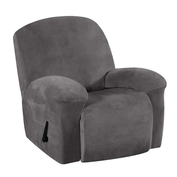 Funda de una pieza para sillón reclinable, suave y elástica, protectora contra el polvo. gris