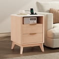thumbnail image 6 of Gianna Set of 2 Nightstands with Charging Station, Faux Marble Top Bedside Table with 2 Drawers and Open Shelf for Bedroom, Living Room, Wood, 6 of 7