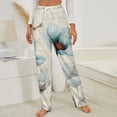 thumbnail image 3 of Fall Farm Teal Flower Oil Painting Art Winter Female Pants Flannel High Waist Women Pants Lady Warm Straight Leg Plush Trousers, 3 of 7
