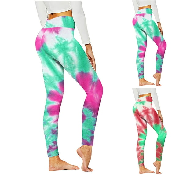 Oksale Tie Dye Yoga Pants for Women Trendy Tummy Control Leggings Butt Lifting Gym Tights Fall Athletic Joggers Trousers for Outdoor Green S