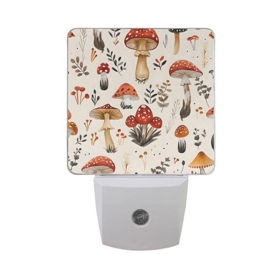 Mushroom Fallen Leaves Night Light 2 Pack LED Nightlight Plug into Wall Dusk to Dawn Sensor Soft White