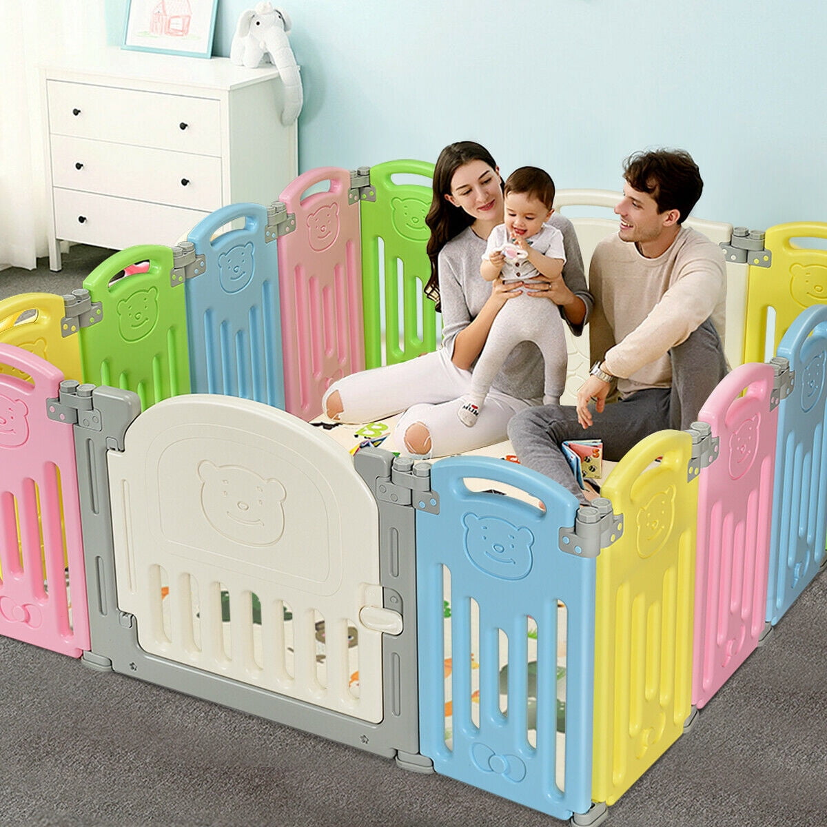 costway 14 panel foldable baby playpen