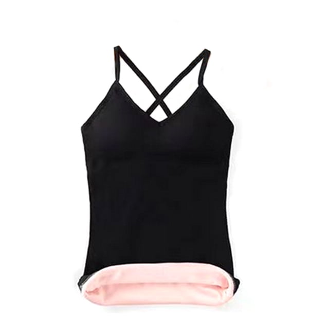 Qarigey Ropa interior térmica transpirable agradable a la piel chaleco ligero para mujer Simple con almohadilla en el pecho chalecos sin costuras buena Ropa interior Negro Qarigey AP013333-01