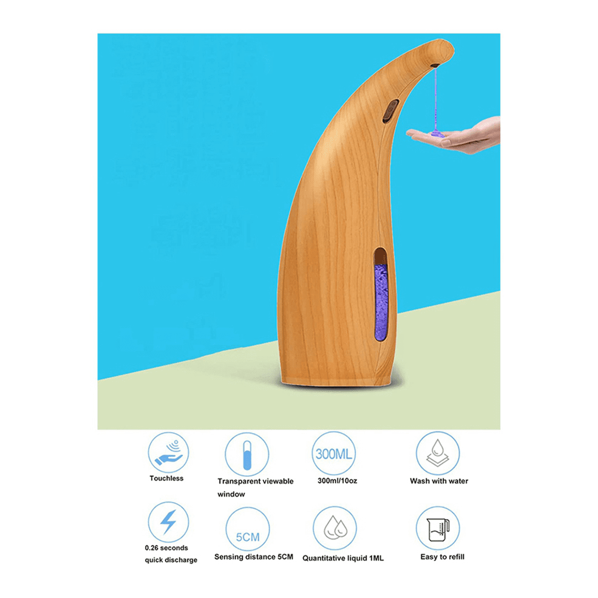 Automatic Sensor Soap Dispenser Touchless Liquid HandSoap Dispenser with Infrared Motion Sensor 300Ml/11Oz B
