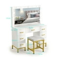 thumbnail image 7 of Pakasept LED Lights Mirror Drawers Vanity Desk Stool table Set White, 7 of 7