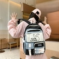 thumbnail image 1 of Sac à Dos Mode Simple Contraste Couleur pour Étudiants, Nouveau Sac à Dos pour Femmes, Sac de Voyage Grande Capacité pour Étudiantes de Collège et Lycée, Motif Rabbit Mignon, 1 of 5