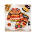thumbnail image 3 of Seyurigaoka 2 Pcs Baby Girl Boy Halloween Outfits Pumpkin Skeleton Ghost Spider Bat Print Crew Neck Long Sleeve T-Shirt + Casual Long Pants Set for 1-6Y Toddler Kids, 3 of 8