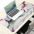 thumbnail image 6 of Watercolor Sakura Mouse Pad 35.4 X 15.7 Inch Japanese Hills Cherry Blossom Extended Large Pink Mouse Mat Non-Slip Rubber Base Mousepad with Stitched Edges Waterproof Desk Pad for Gaming&Home Office,XL, 6 of 6