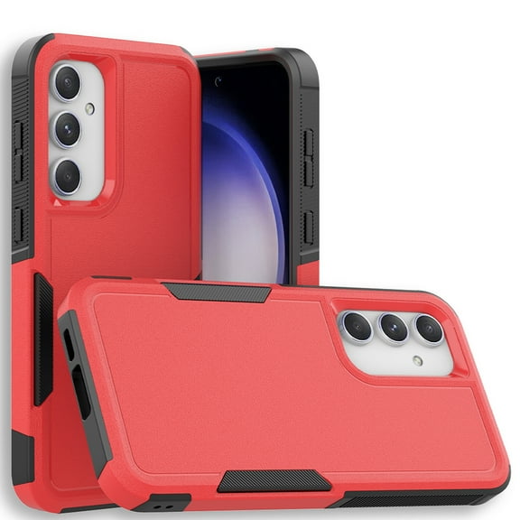 Decase Heavy-Duty Rugged Case for Samsung Galaxy S23 FE,Dual Layer Military Grade Drop Protection Anti-Fingerprint Anti-Scratch Hard Back Cover Silicone Bumper Shockproof Protective Case,Red