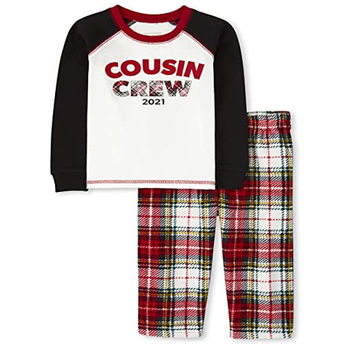 Kids' Holiday Snug Fit Cotton Top and Fleece Pant Pajamas, Cousin