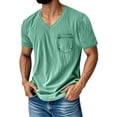 thumbnail image 2 of Hfnxid Big and Tall Mens V Neck Short Sleeve Shirt Vintage Casual T-Shirt Summer Baggy Tee with Pocket Green XXL, 2 of 5
