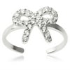Women's CZ Sterling Silver Bow Toe Ring