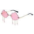 thumbnail image 1 of 1 Pairs Cloud Sunglasses Raindrop Rimless Cute Sunglasses Funny Heart Flame Shaped Disco Glasses for Women Men The best choice for birthday gifts and, 1 of 3