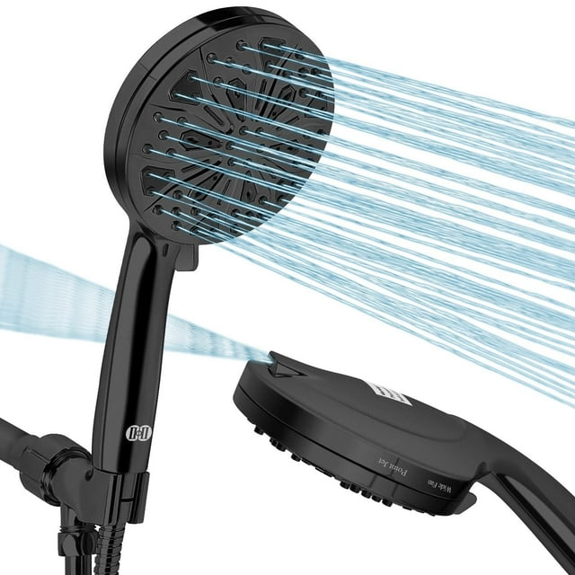 Regaderas para Baño Alta Presion, 10 Modos 5.1" Cabezal de Ducha de Mano con Manguera de 1,5m Shower Head (Boquilla Antiobstrucción/Ajustable con Soporte) para Baño Hotel