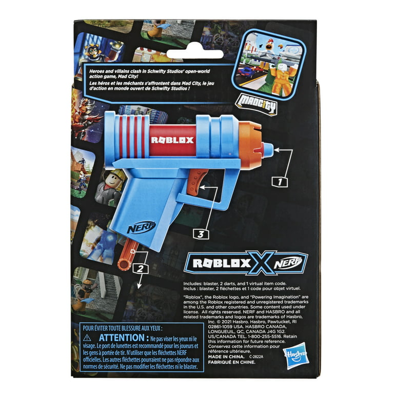 NERF Roblox Mad City: Plasma Ray Dart Blaster, Pull-Down Priming Handle, 2  Elite Darts, Code to Unlock in-Game Virtual Item