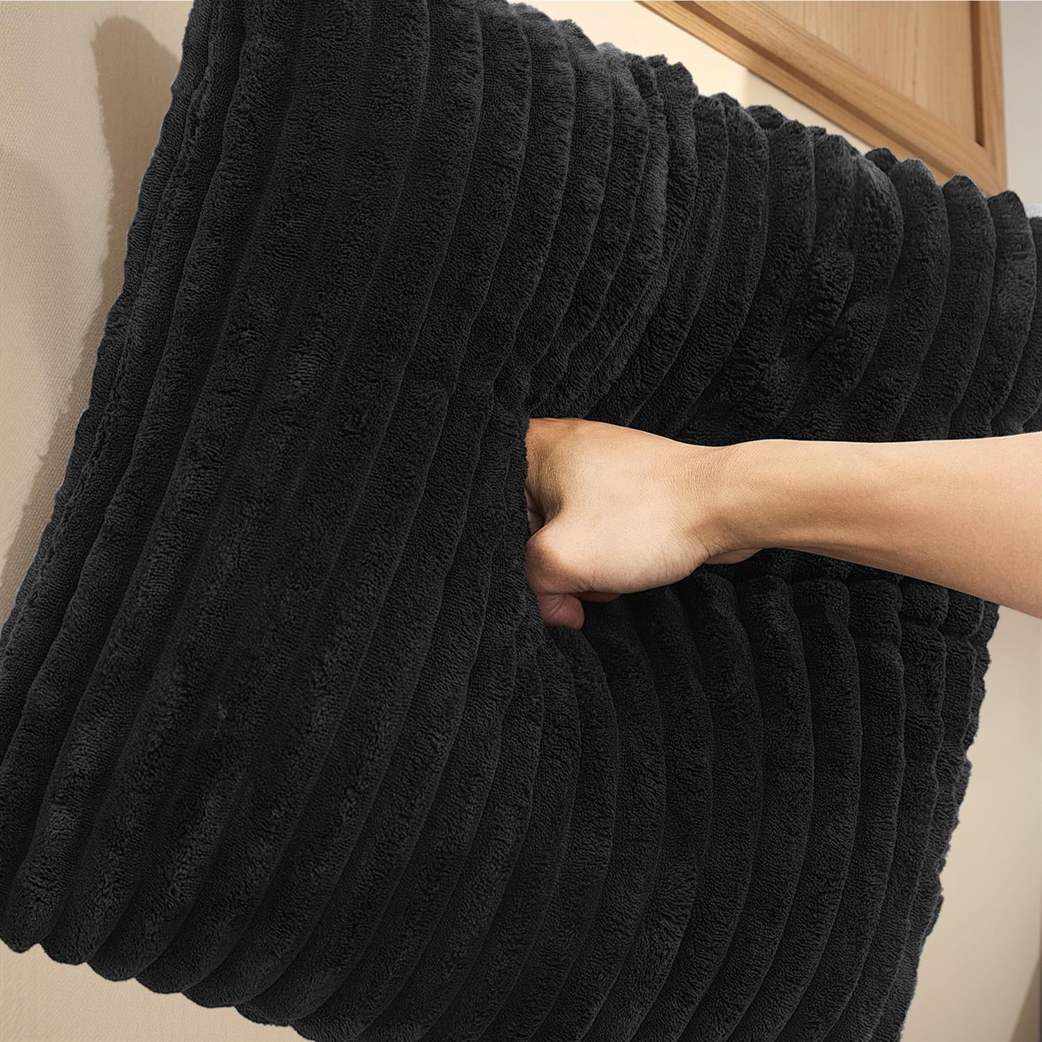 Demi Bonn 130" Modular U-Shaped Sectional Sofa, 4-Seater Chaise Lounge Couch with Reversible Corduroy Fabric for Living Room, Bedroom, Black