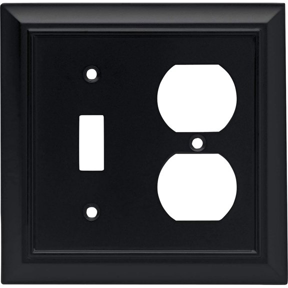 Franklin Brass Architectural (1-Pack) Single Switch/Duplex Combo Matte Black 2-Gang Combination Wall Plate Electrical Outlet Covers 64213