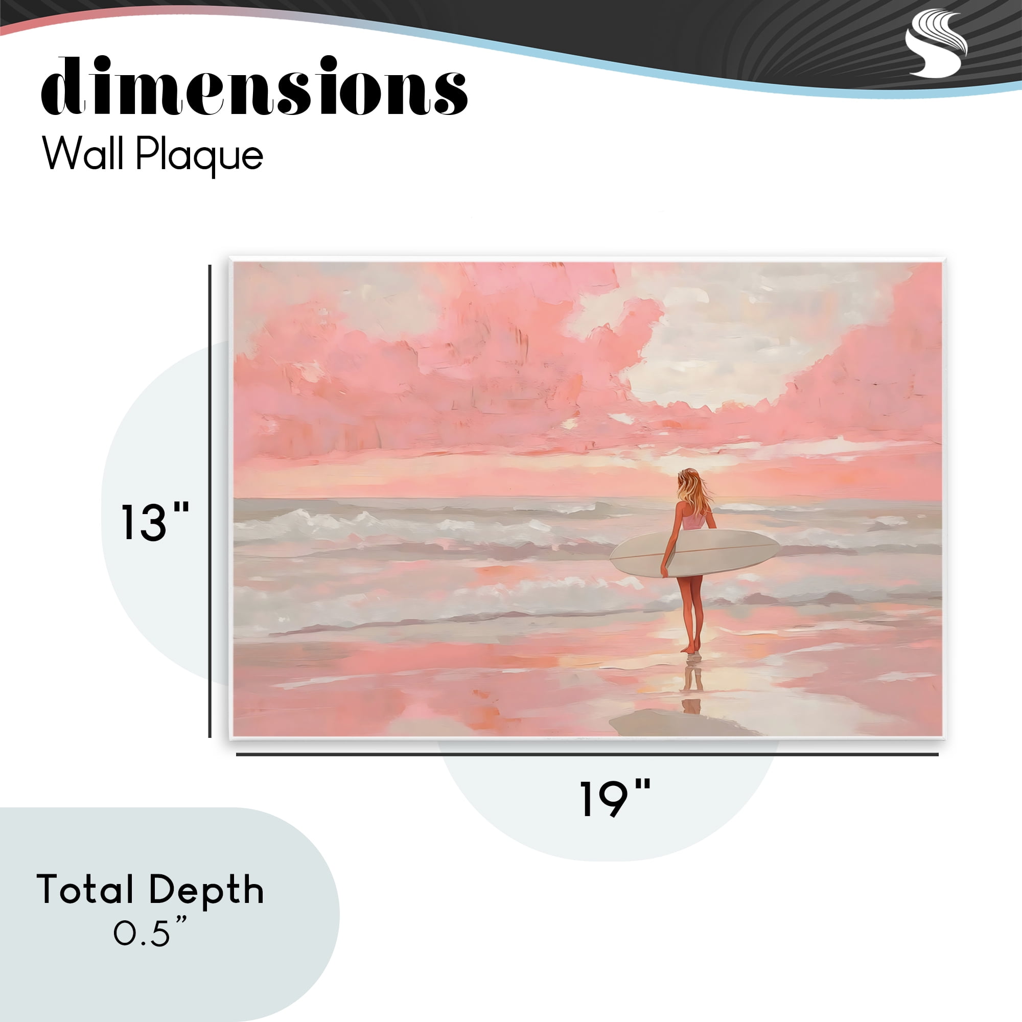 Pink Sky Surfer Wall Plaque Art, design by LSR Design Studio