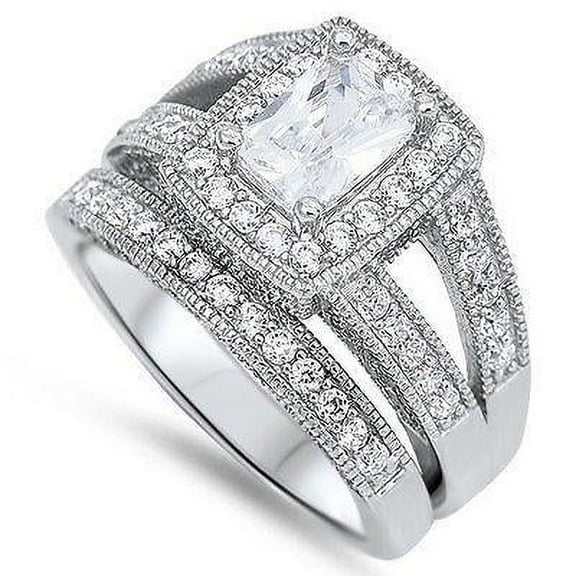 STERLING SILVER RING W/CZ - Wedding Set