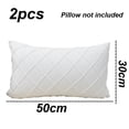thumbnail image 2 of 2 piezas Funda de almohada rectangular simple de color liso con estampado de rayas, 2 of 6
