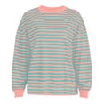 thumbnail image 4 of WEAIXIMIUNG Chandail en Molleton pour Femmes à Fermeture Éclair, Manches Longues, Col Rond, Rayé, à Blocs de Couleur, Coupe Ample Tendance, Haut Décontracté, 4 of 5