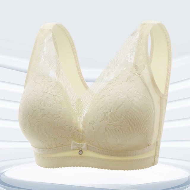 LOVZFMLL Soutiens-Gorge pour Femmes sous-Vêtements Femme Dentelle-Ajustable Soutien-Gorge Aguichant Sans Armatures pour Rassemblement Confortable et Réception des Seins. Jaune 42