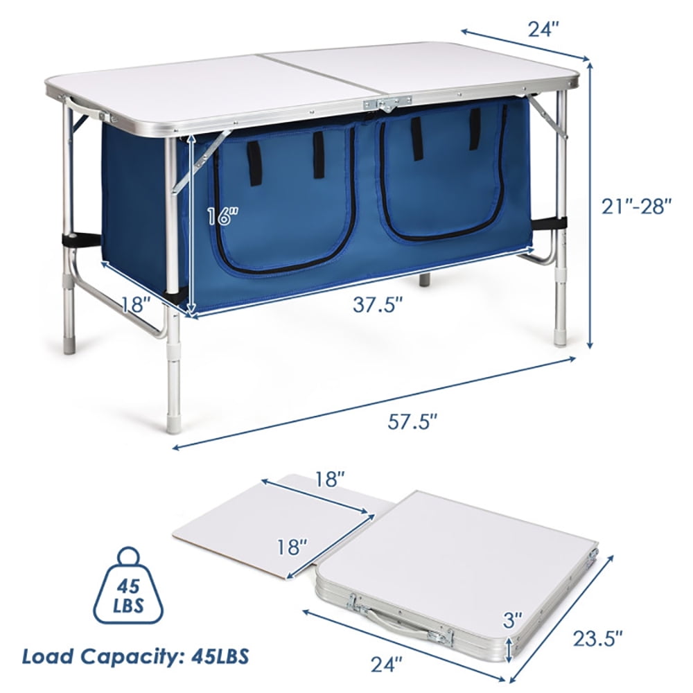 Aimee Lii Height Adjustable Folding Camping Table, Portable Tables Folding, Blue Aimee Lii Height Adjustable Folding Camping Table, Portable Tables Folding, Blue