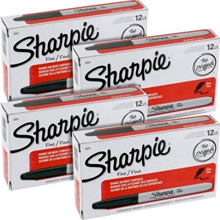 sharpie permanent marker, fine point, black (30001) (48 markers)
