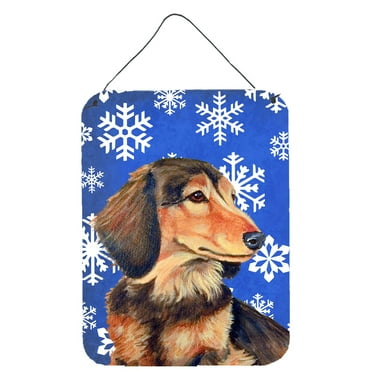 Carolines Treasures LH9301DS1216 Dachshund Winter Snowflakes Holiday Wall or Door Hanging Prints 12WX16H multicolor