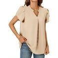 thumbnail image 3 of Otvok Tops for Women Short Sleeve Solid Comfortable Breathable V-Neck Blouses Shirt, 3 of 6