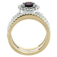 thumbnail image 2 of 10K Gold Natural Garnet 3-Piece Ring Set Two-tone Round 6mm Halo Diamond, size 5, 2 of 4