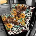 thumbnail image 3 of Yuyamidu Highland Cow Car Seat Cover Full Set of 14 with Auto Steering Wheel Cover Sunflower Seatbelt Pads Armrest Cushion Headrest Covers Keychain Coasters, 3 of 7