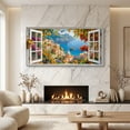 thumbnail image 3 of Large Country Canvas Wall Art - Open Window Seaside Town with Lemon Tree Canvas Prints, Oversized Landscape Paintings, Rustic Horizontal Artwork for Living Room, 3 of 7